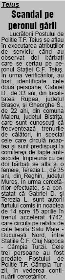 teius - scandal pe peronul postului de politie t.f. teius se aflau �n executarea de serviciu c�nd au