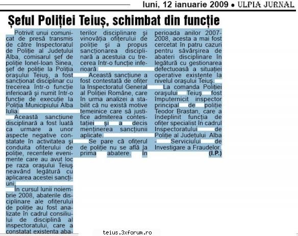 seful politiei teius, schimbat din unui comunicat de pres� transmis de c�tre de poli�ie al jude�ului