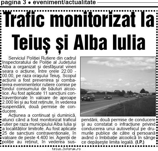 trafic la teius si politiei rutiere din cadrul de politie al judetului alba a organizat si
