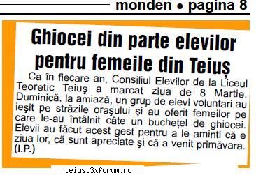 ghiocei din partea elevilor pentru femeile din �n fiecare an, consiliul elevilor de la liceul