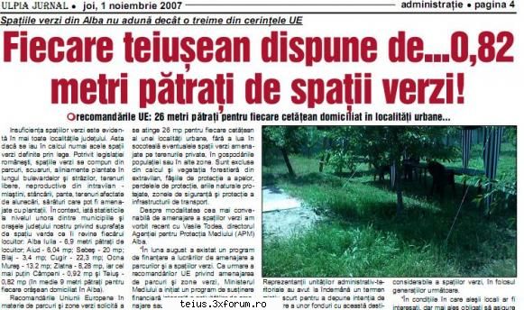 spatile verzi nu aduna decat o treime din cerintele ue
fiecat teiusean dispune de ...0,82 metri