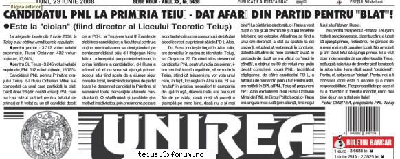 candidatul pnl la teiuŞ - dat afarĂ din partid pentru 