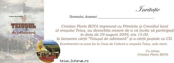 modelul invitatiei zilele orasului teius 2009 - lansare carte 